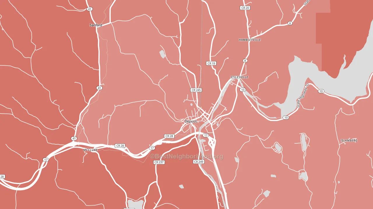 Deposit, NY block-group political-lean map