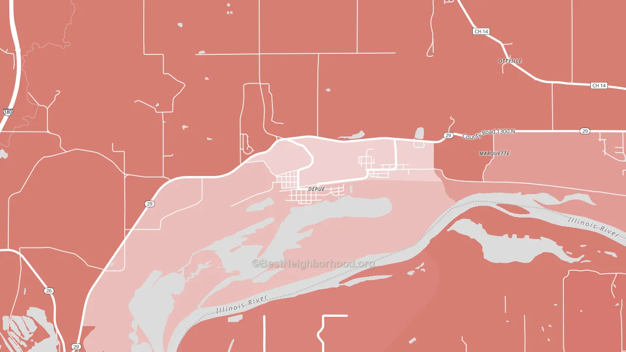 DePue, IL block-group political-lean map