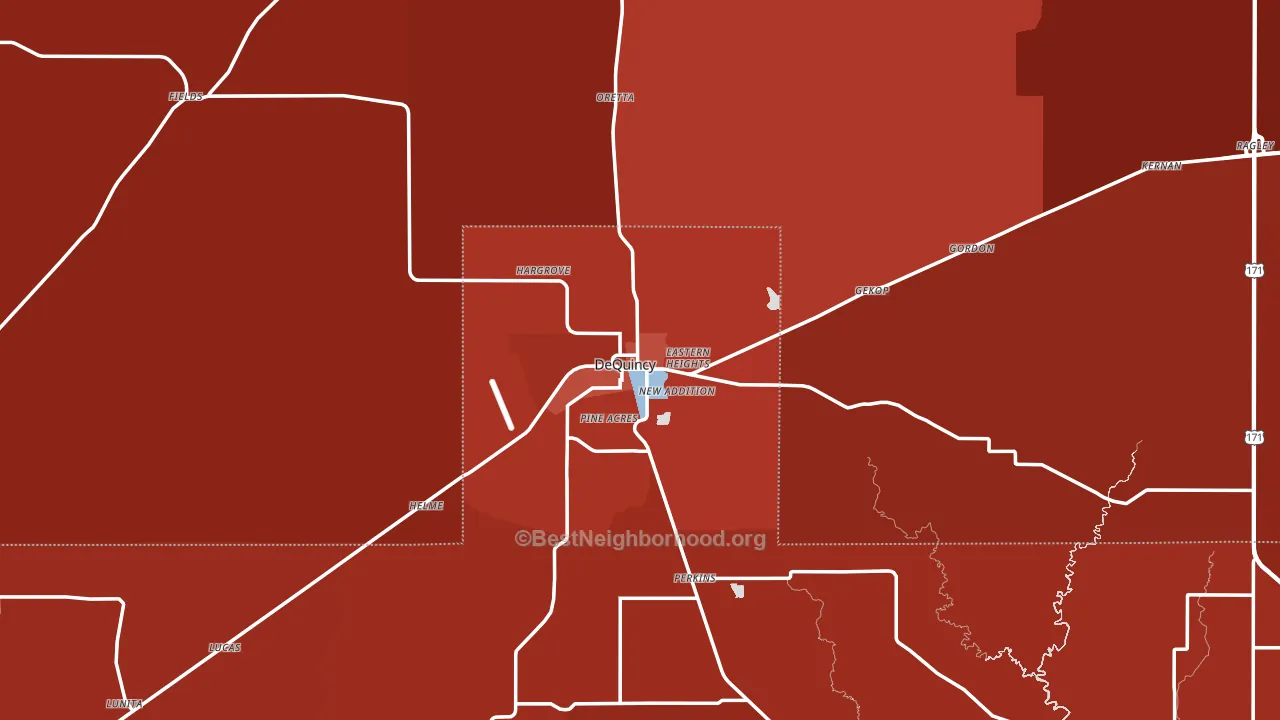 Dequincy, LA block-group political-lean map