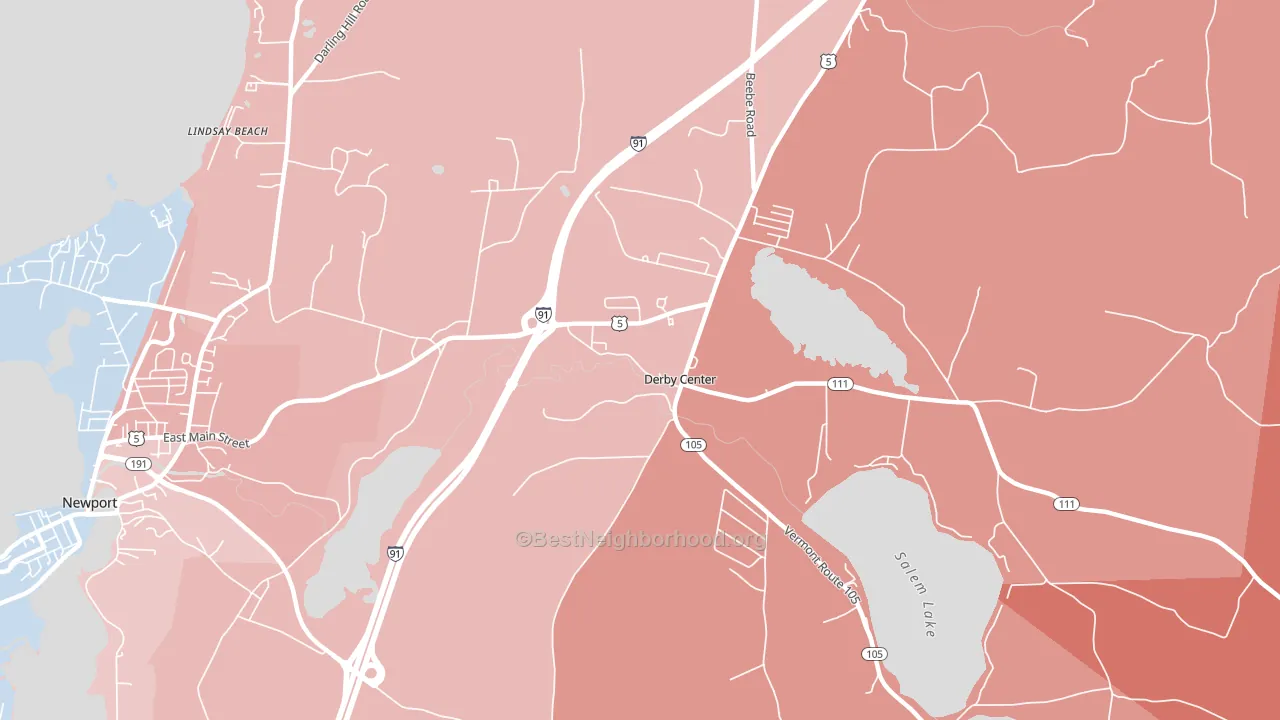 Derby Center, VT block-group political-lean map