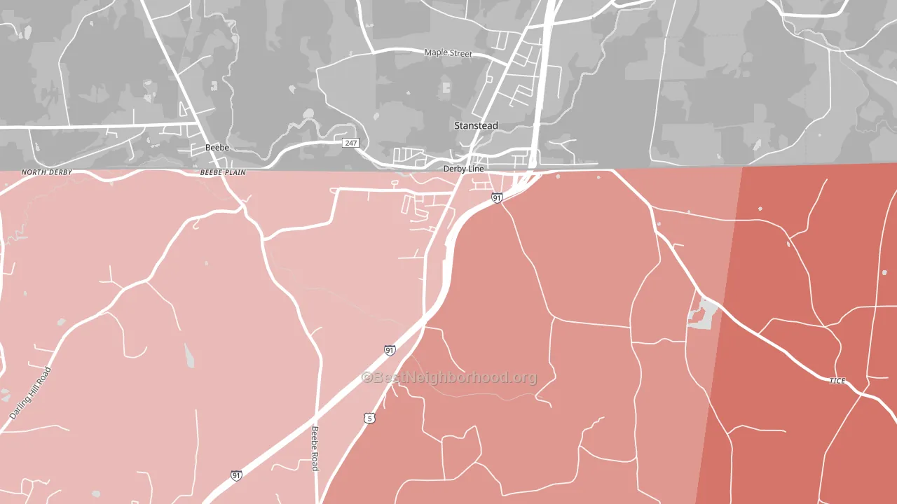 Derby Line, VT block-group political-lean map