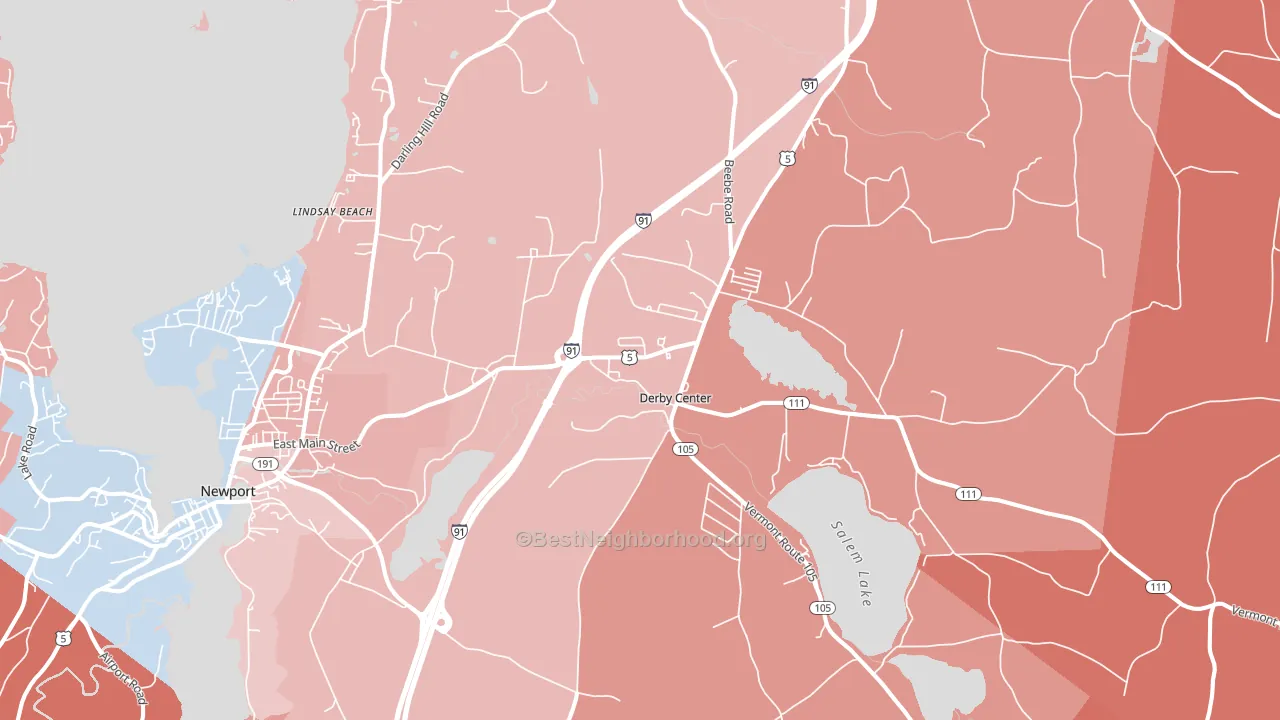 Derby, VT block-group political-lean map