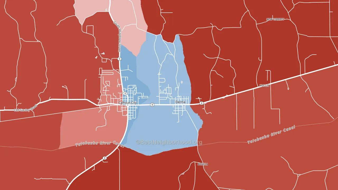 Derma, MS block-group political-lean map