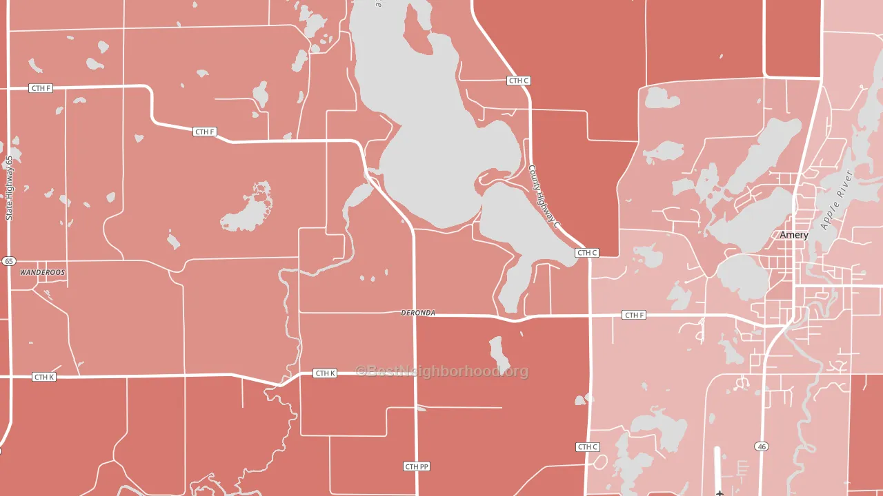 Deronda, WI block-group political-lean map