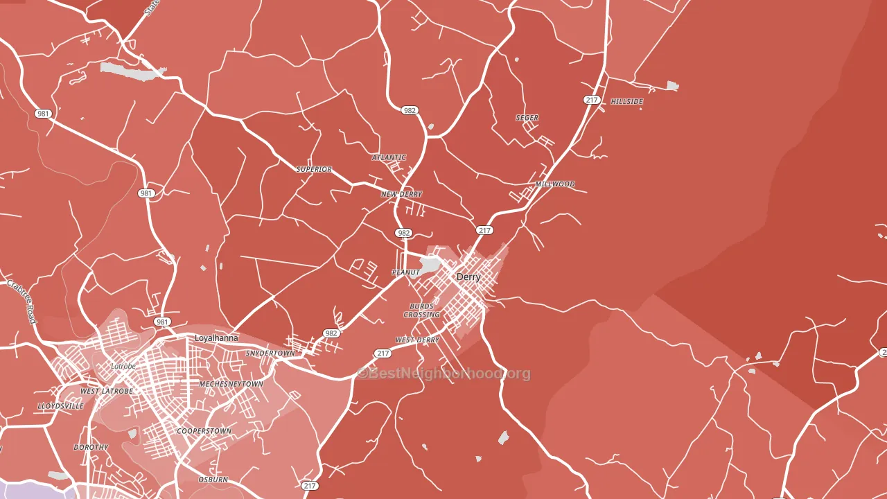 Derry, PA block-group political-lean map