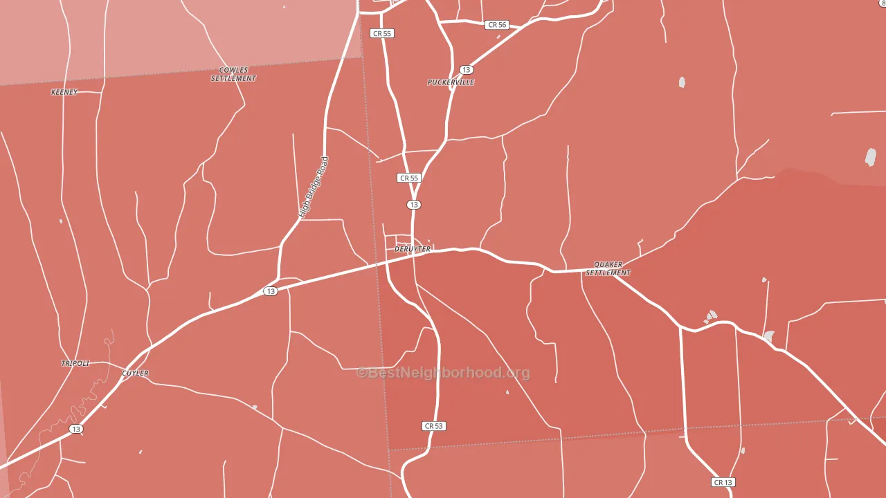 DeRuyter, NY block-group political-lean map