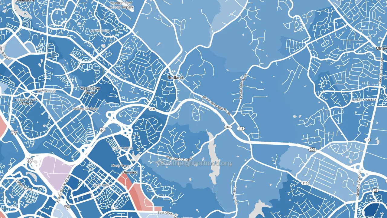 Derwood, MD block-group political-lean map