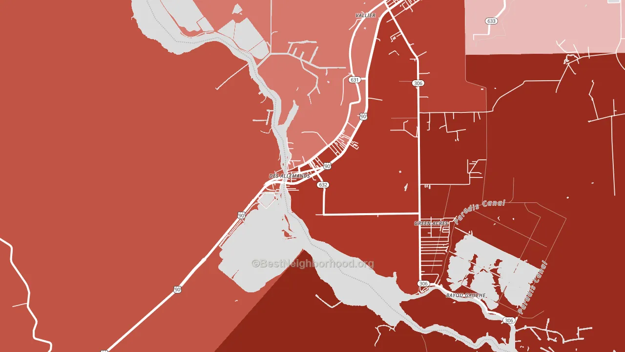 Des Allemands, LA block-group political-lean map