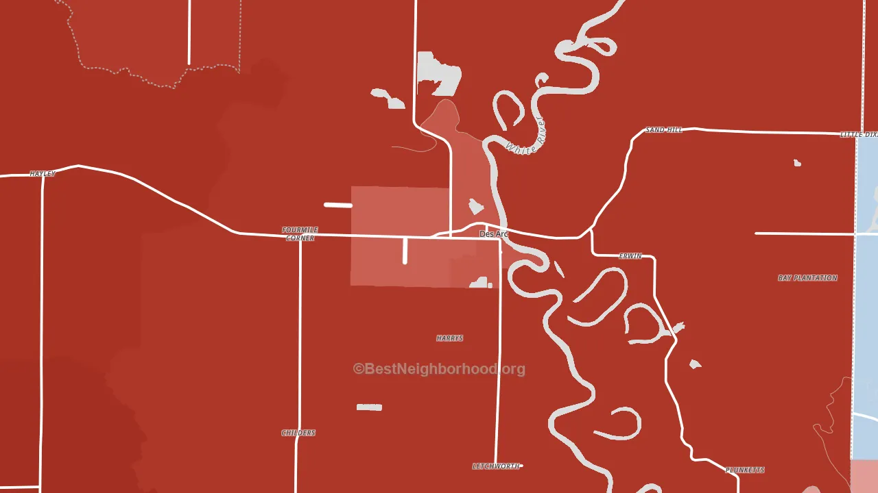 Des Arc, AR block-group political-lean map