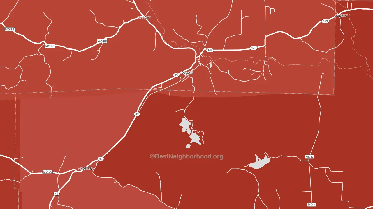 Des Arc, MO block-group political-lean map