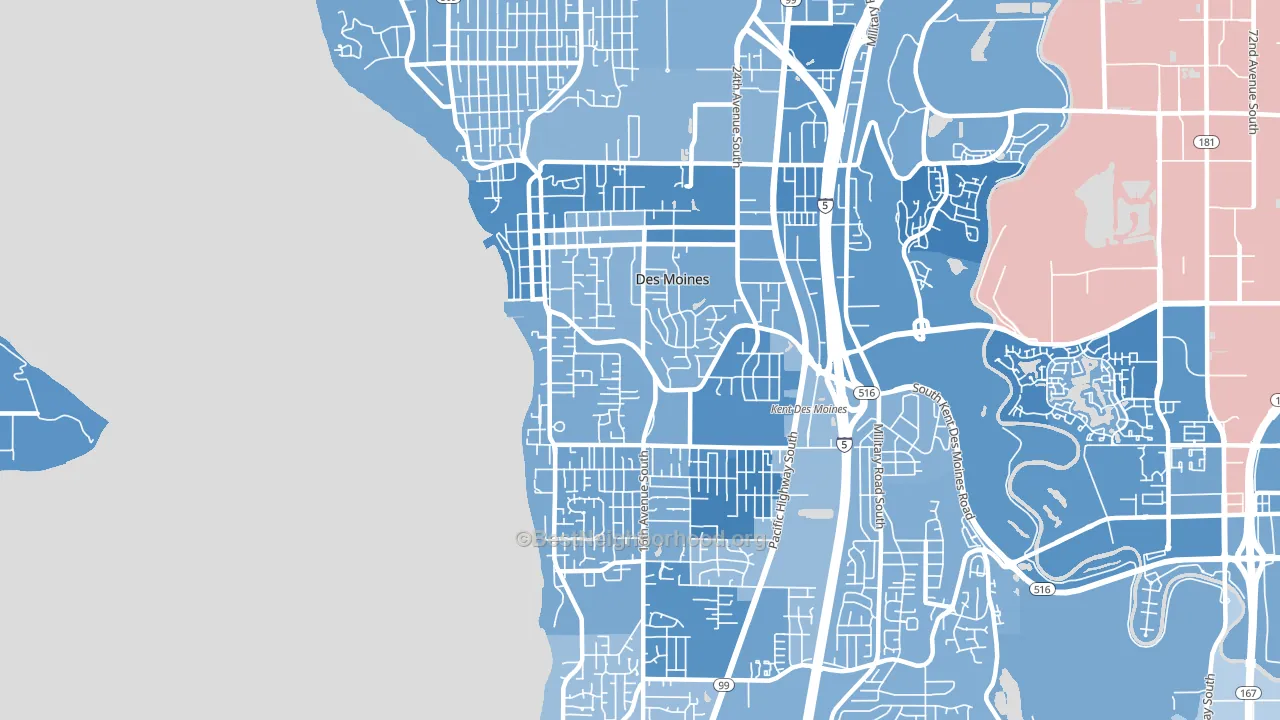 Des Moines, WA block-group political-lean map