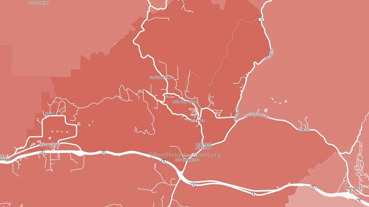 Descanso, CA block-group political-lean map