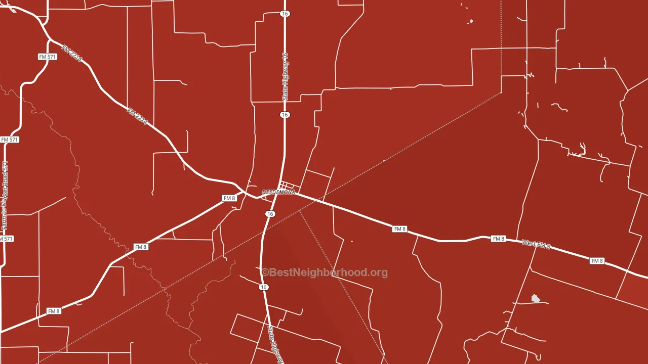 Desdemona, TX block-group political-lean map