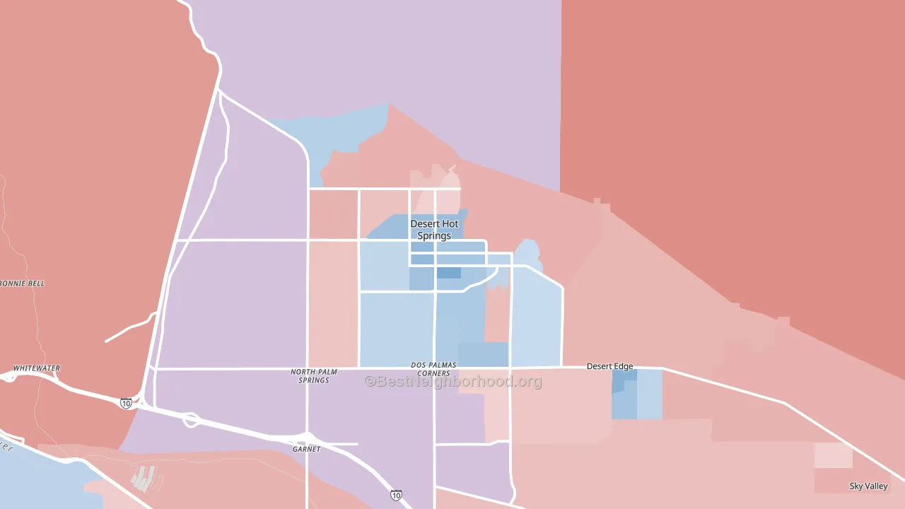 Desert Hot Springs, CA block-group political-lean map