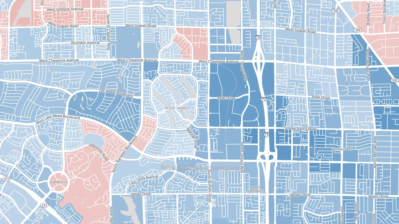 Desert Shores, Las Vegas, NV block-group political-lean map