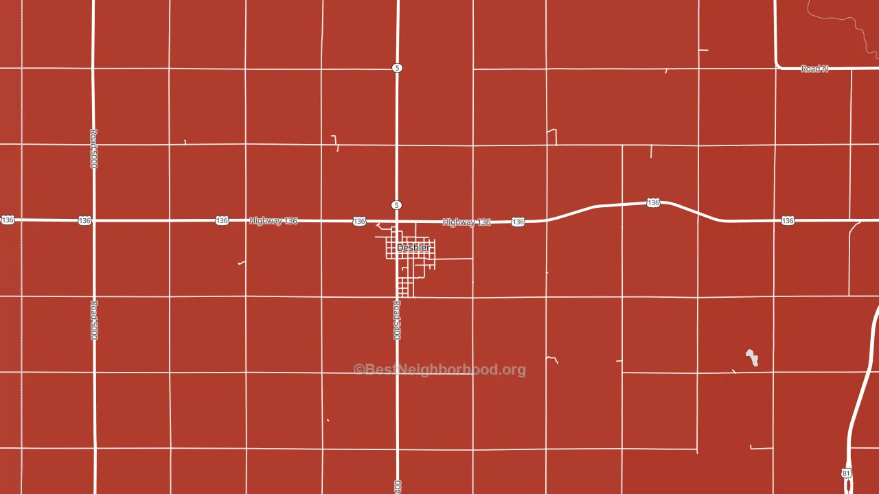Deshler, NE block-group political-lean map