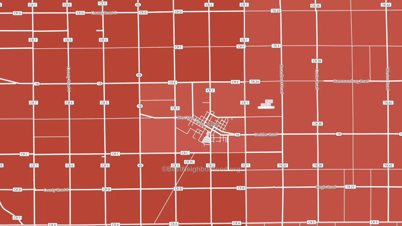 Deshler, OH block-group political-lean map