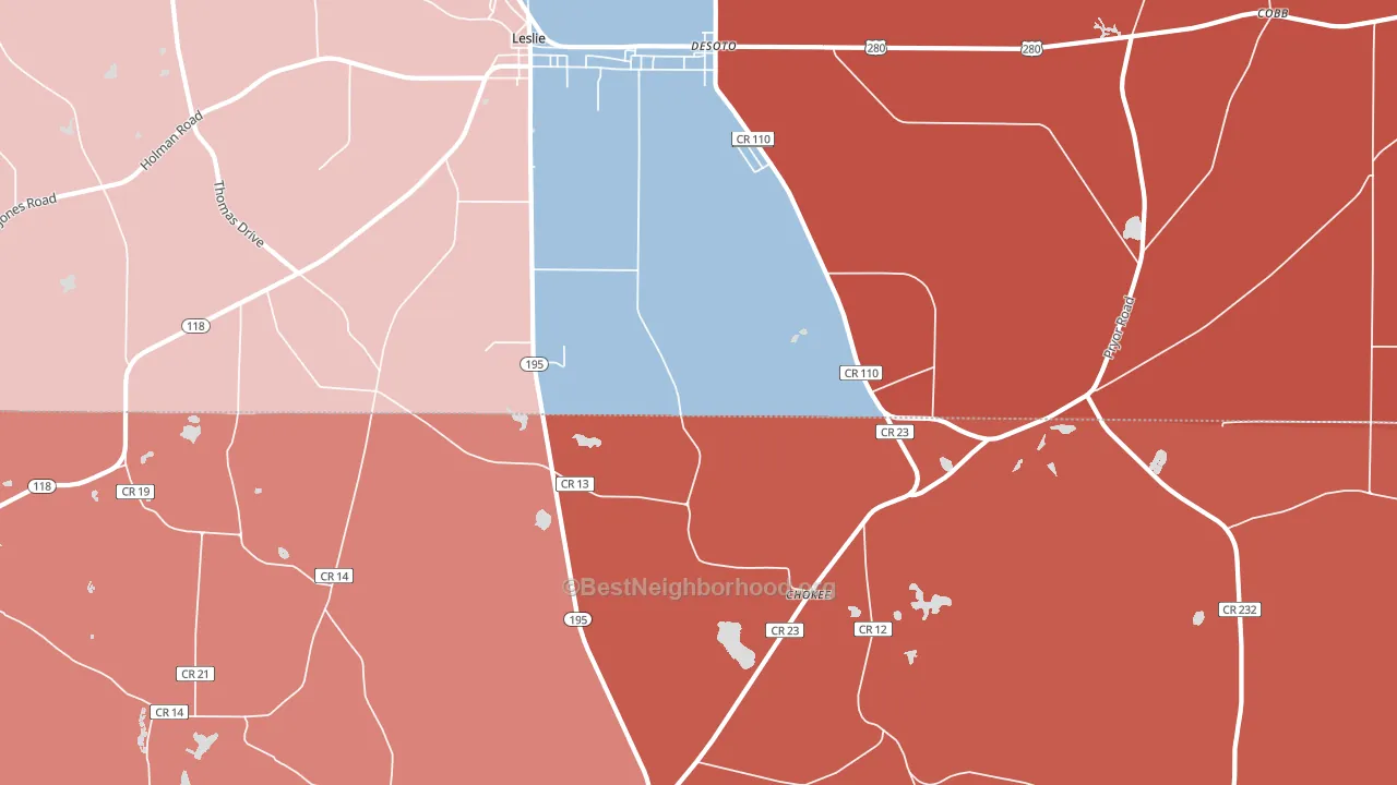 DeSoto, GA block-group political-lean map