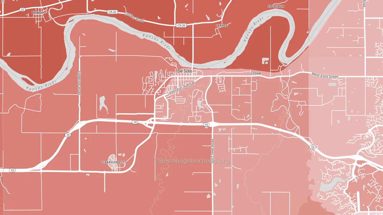 DeSoto, KS block-group political-lean map