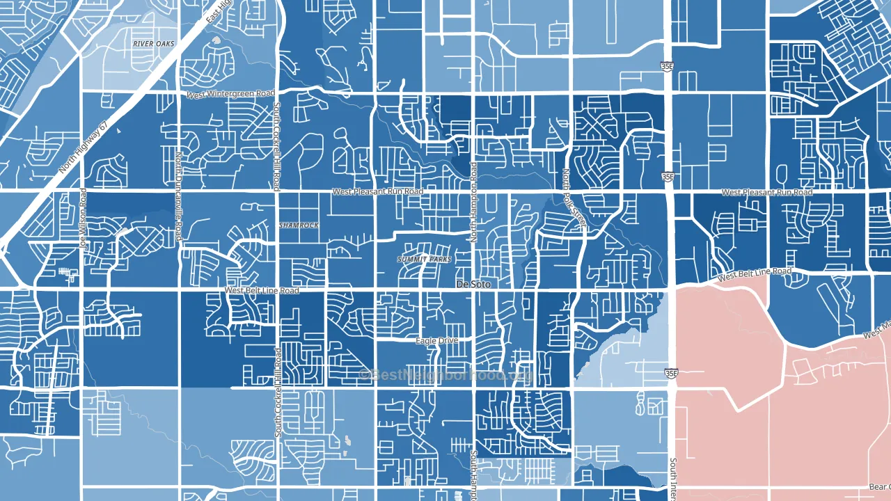 DeSoto, TX block-group political-lean map