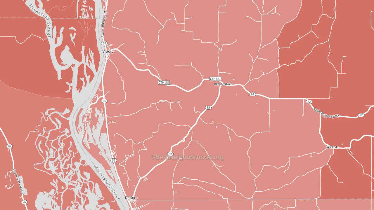 DeSoto, WI block-group political-lean map