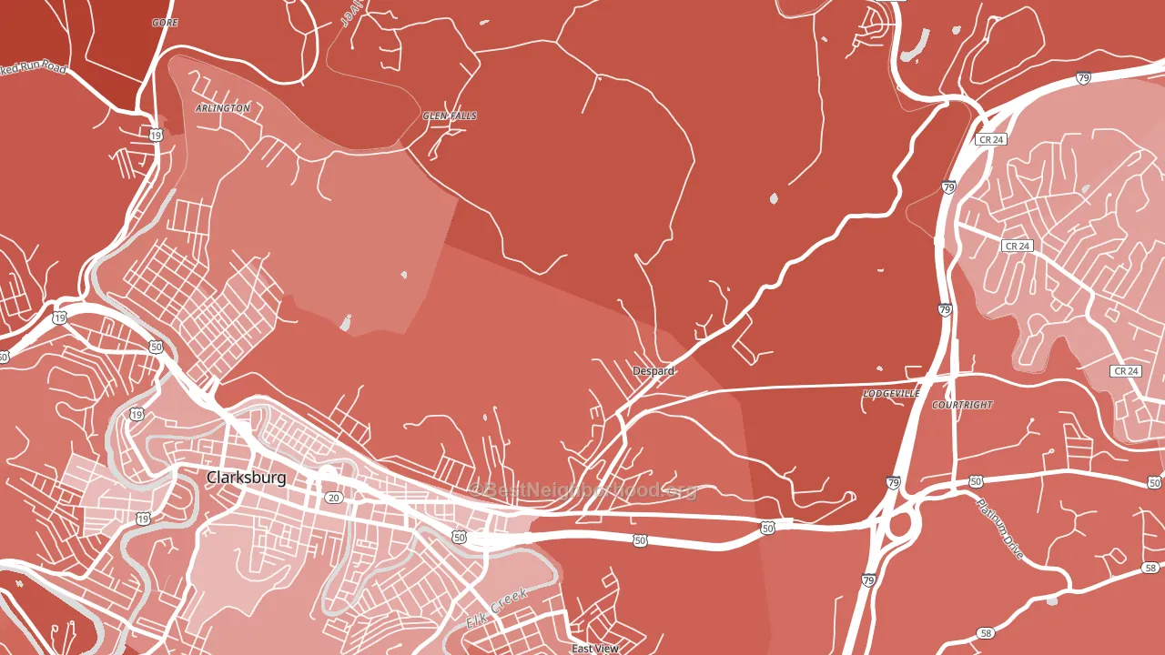 Despard, WV block-group political-lean map