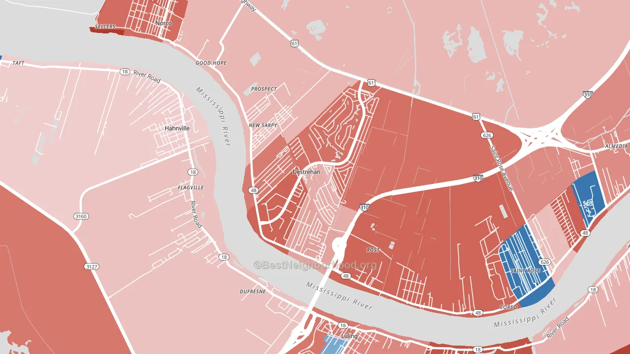 Destrehan, LA block-group political-lean map