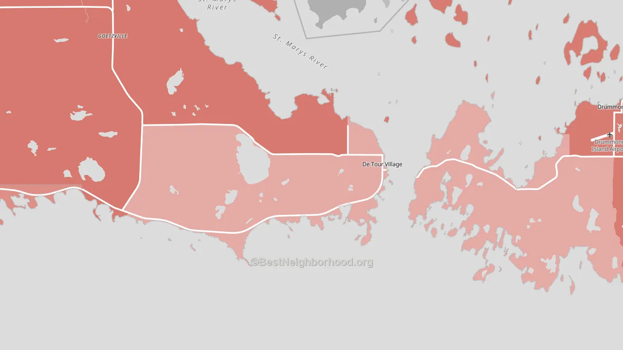 DeTour Village, MI block-group political-lean map