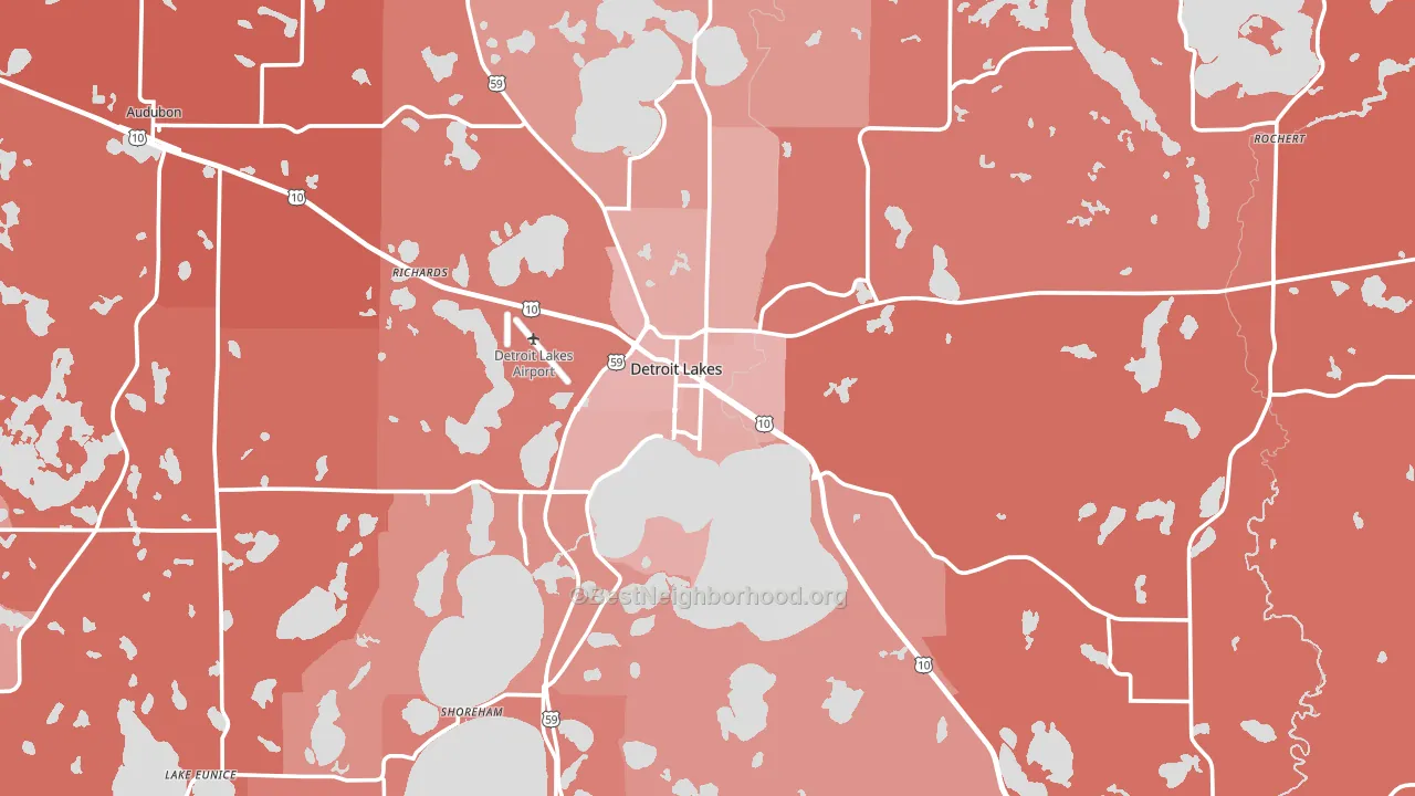 Detroit Lakes, MN block-group political-lean map
