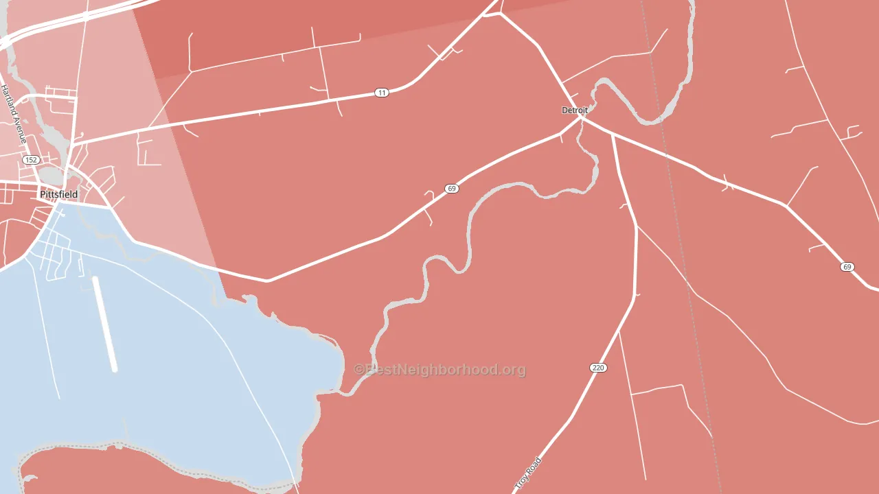 Detroit, ME block-group political-lean map