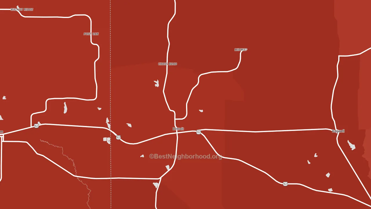 Detroit, TX block-group political-lean map