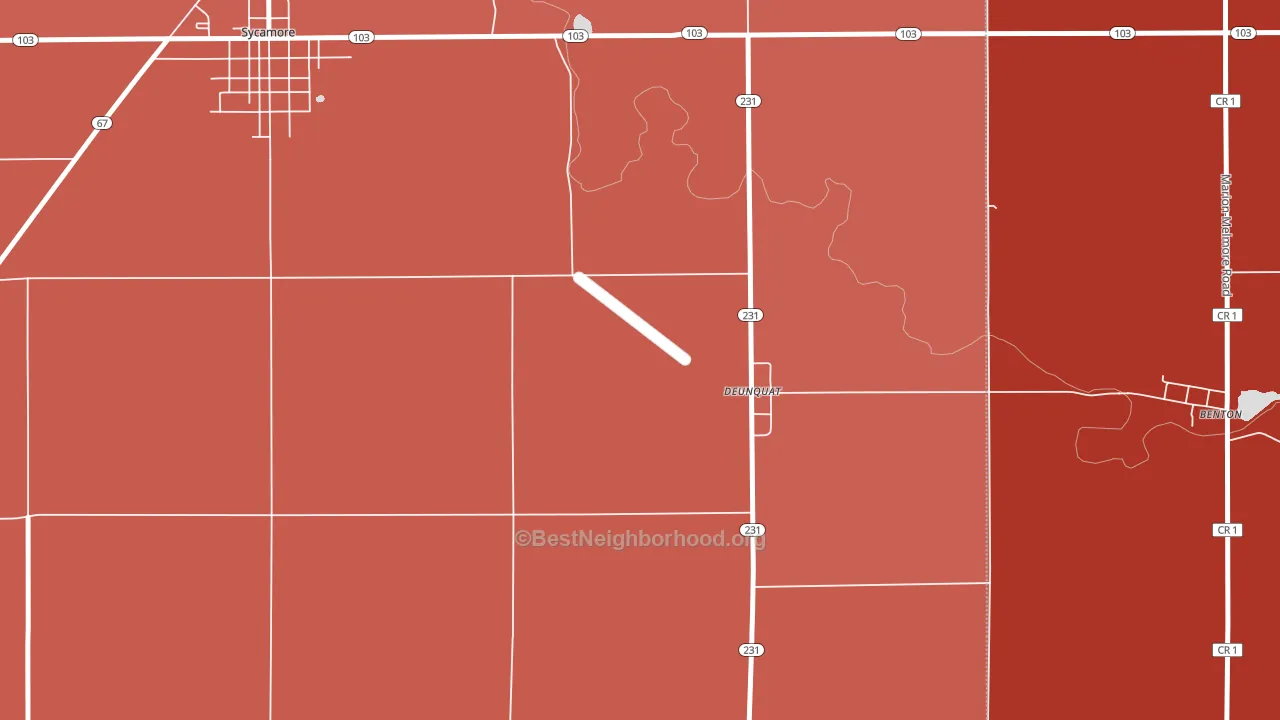 Deunquat, OH block-group political-lean map