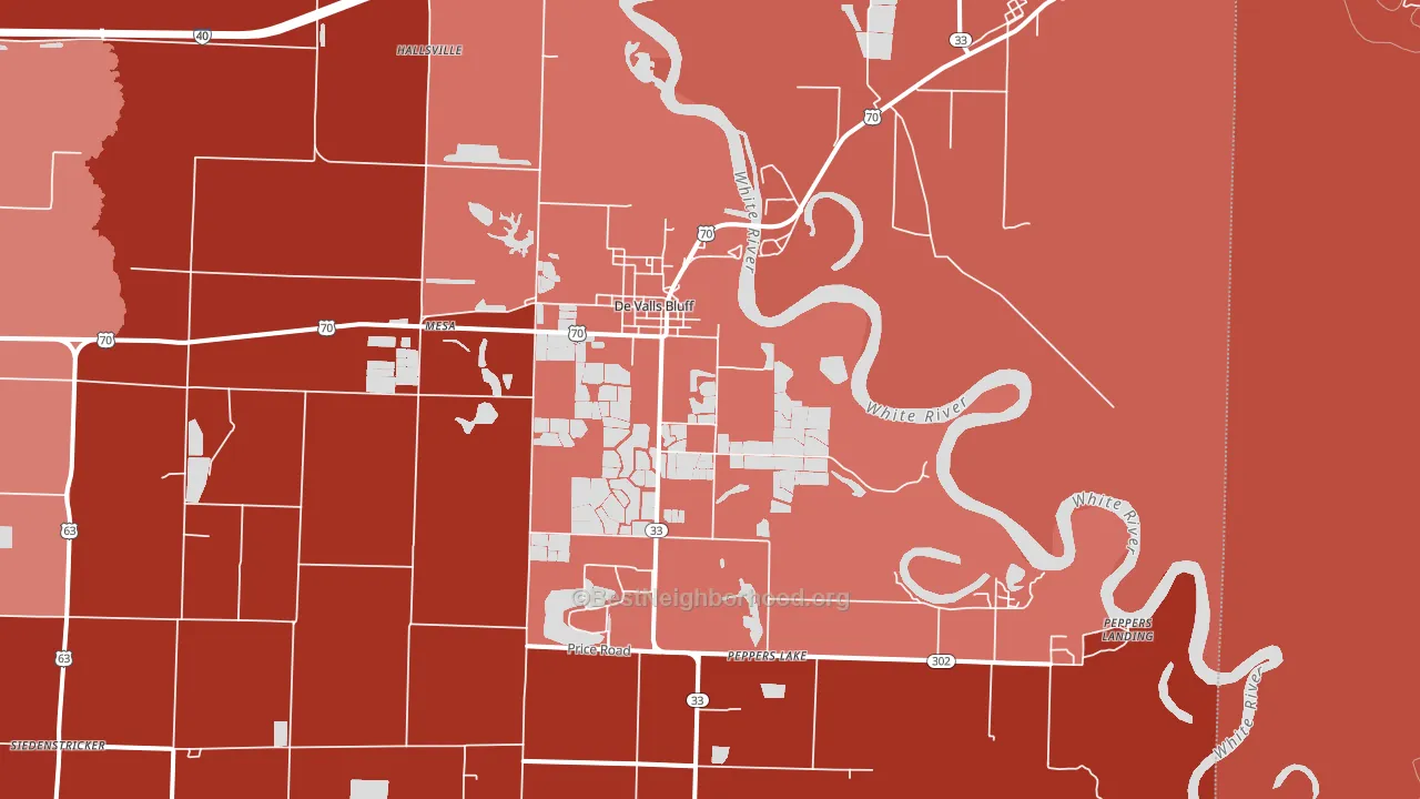 DeValls Bluff, AR block-group political-lean map
