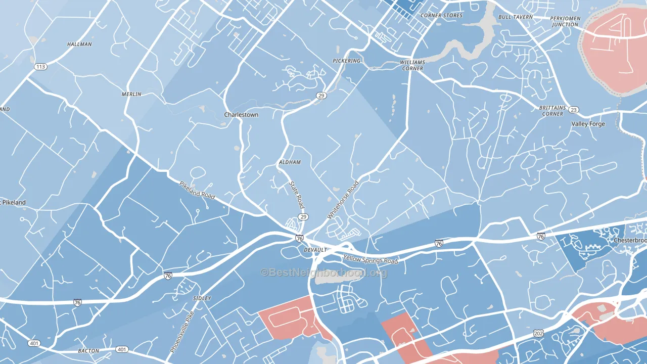 Devault, PA block-group political-lean map