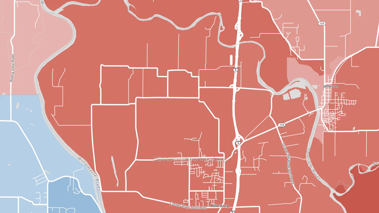 Dever, OR block-group political-lean map