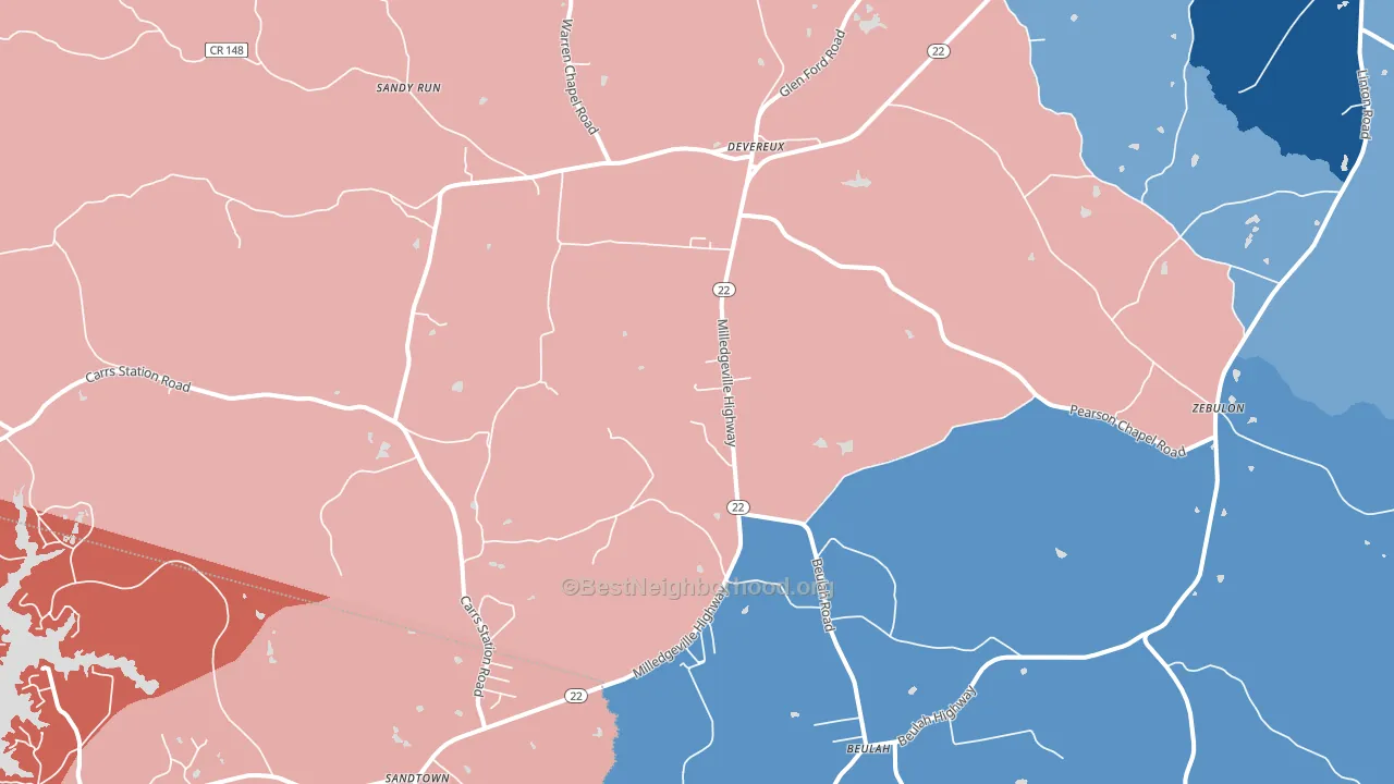 Devereux, GA block-group political-lean map