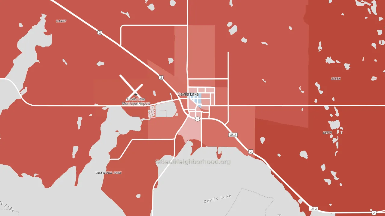 Devils Lake, ND block-group political-lean map