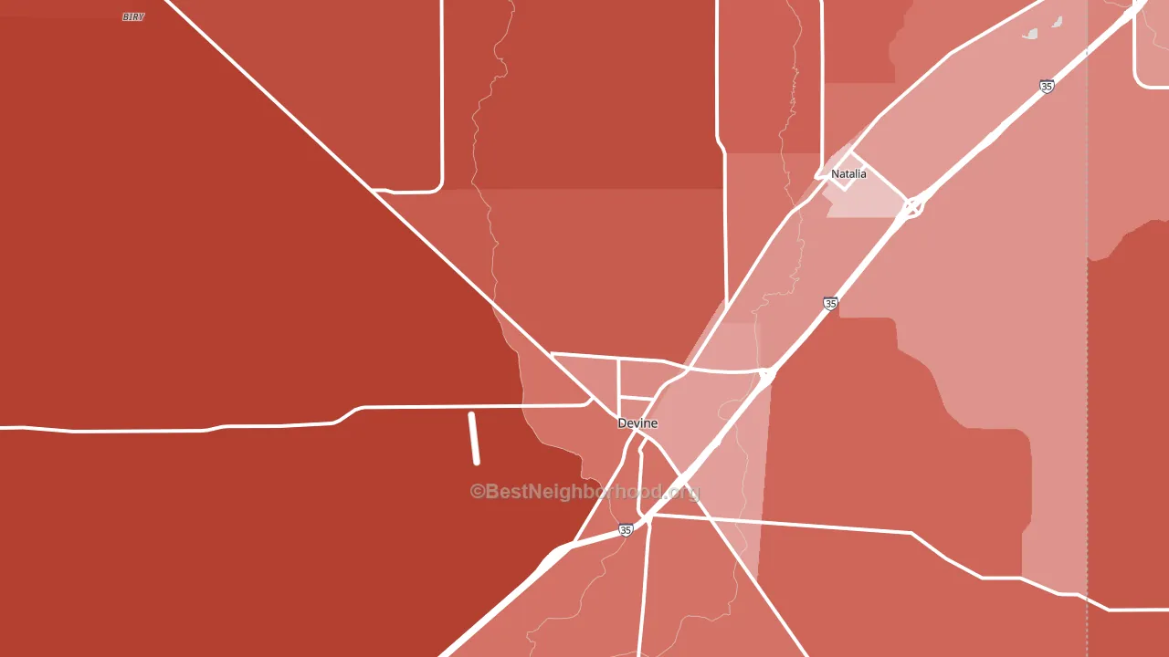 Devine, TX block-group political-lean map