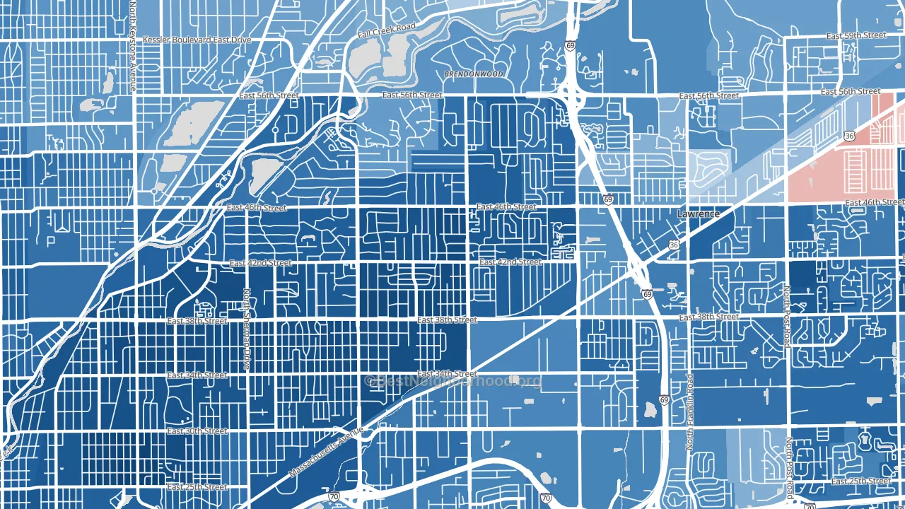 Devington, Indianapolis, IN block-group political-lean map