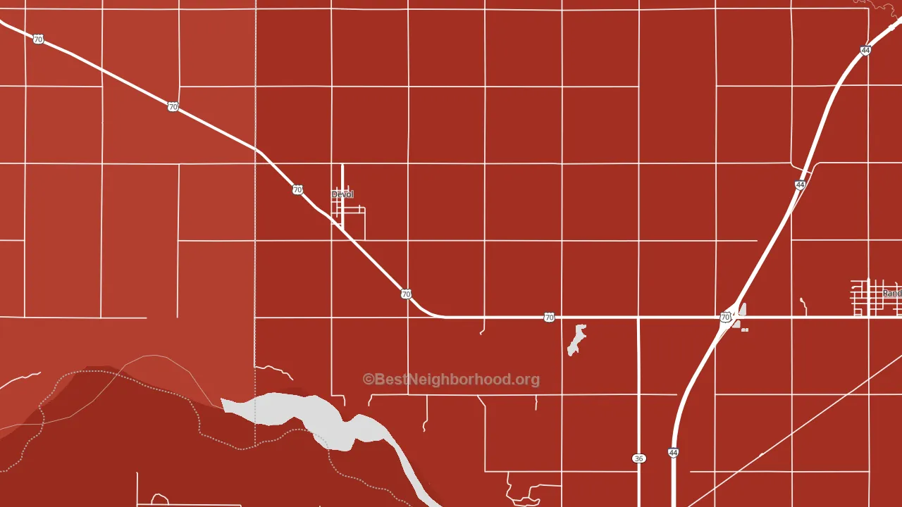 DeVol, OK block-group political-lean map