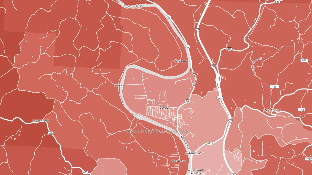 Devola, OH block-group political-lean map