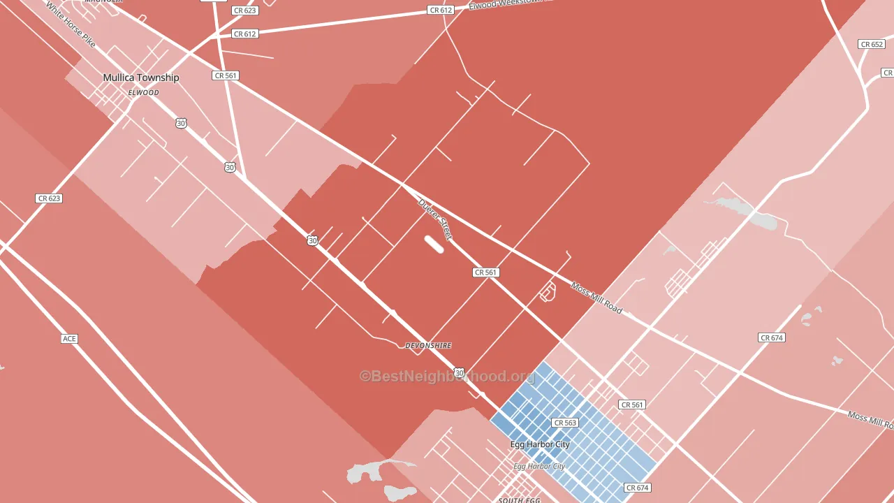 Devonshire, NJ block-group political-lean map