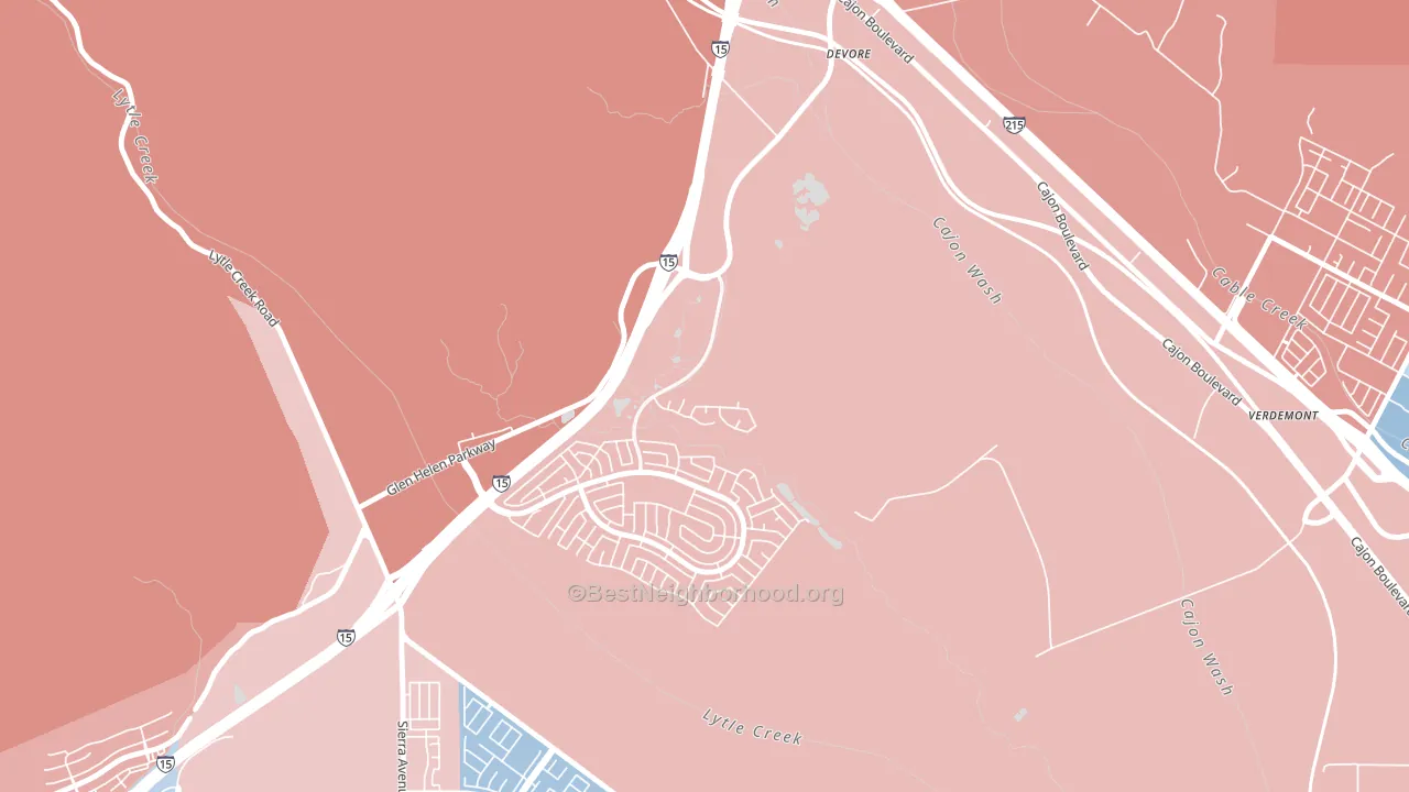 Devore, CA block-group political-lean map