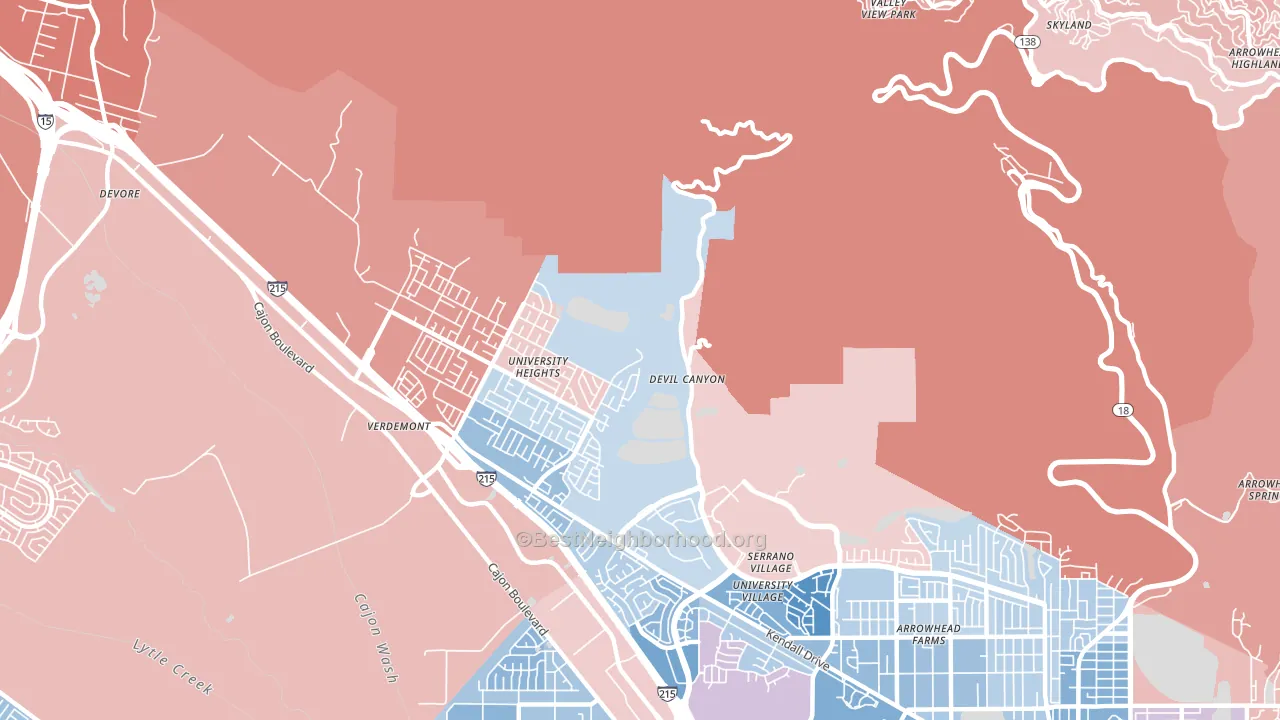 Devore Hghts, CA block-group political-lean map