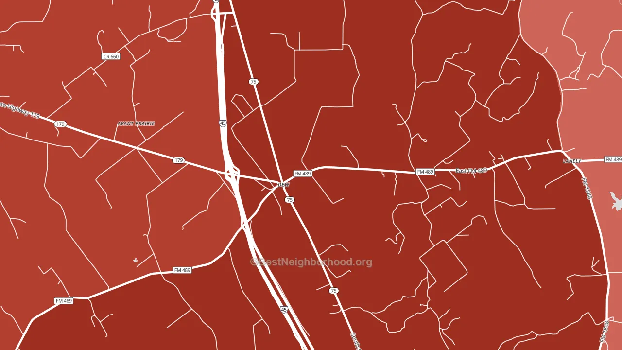 Dew, TX block-group political-lean map