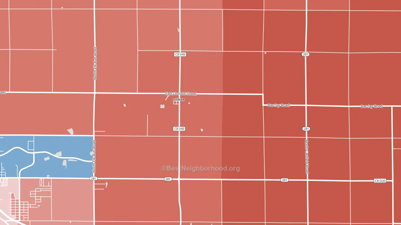 Dewar, IA block-group political-lean map