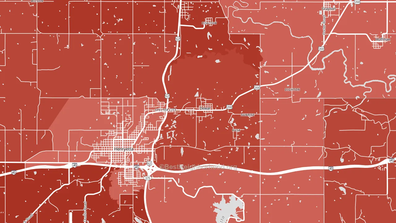Dewar, OK block-group political-lean map