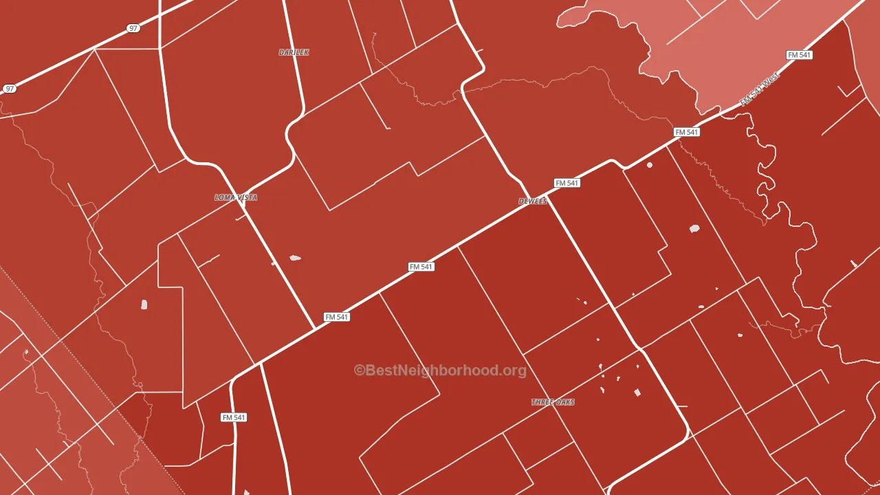 Dewees, TX block-group political-lean map