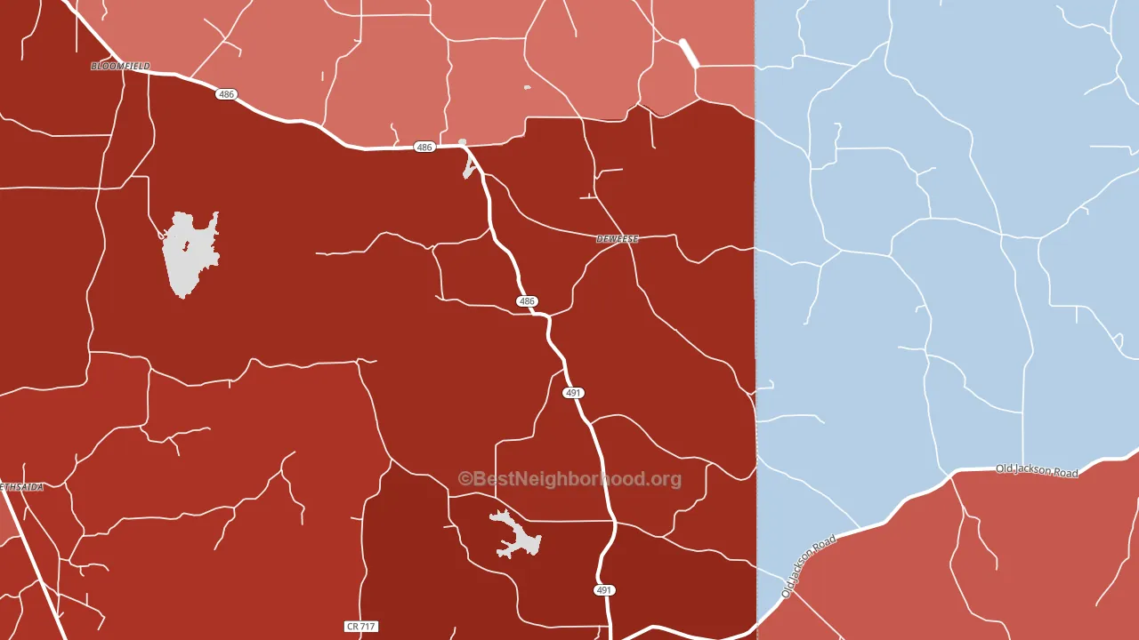 DeWeese, MS block-group political-lean map
