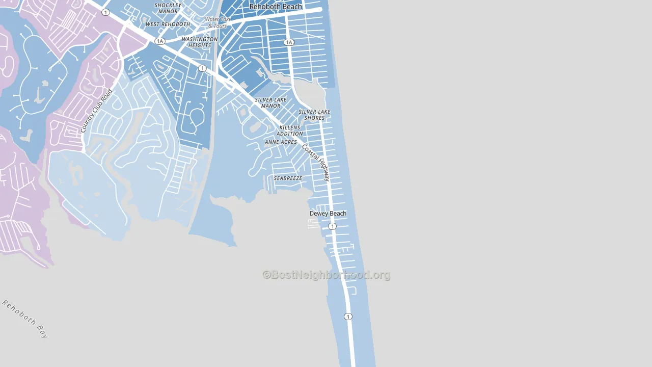 Dewey Beach, DE block-group political-lean map